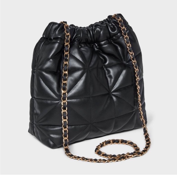 Women’s Rouched Chain Crossbody Bag in Black / Gold by A New Day NWOT - Picture 2 of 6